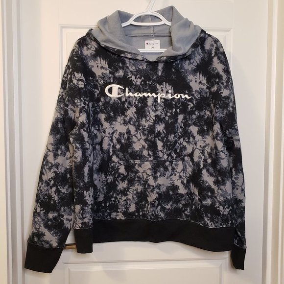 Champion Women's Navy Grey Tie-Dye Hooded Sweatshirt - Size: Large - Picture 2 of 12